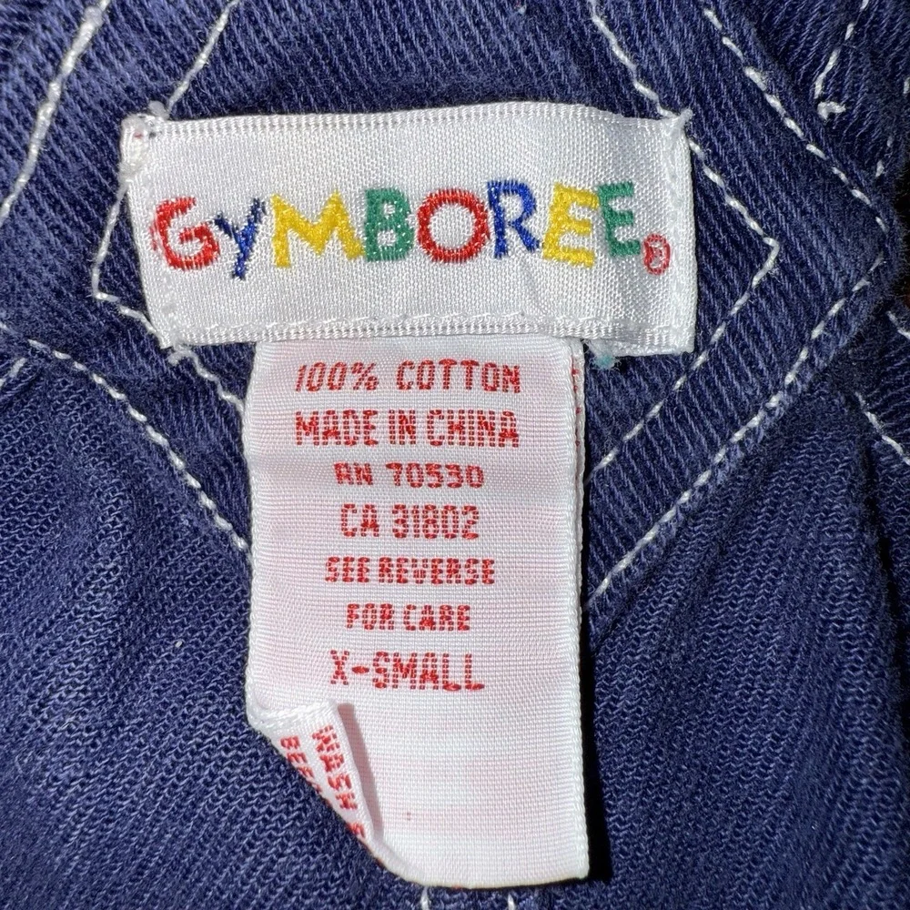Vintage Gymboree Lighthouse Denim Overalls XS 12–18M Nautical Patch Cotton 90s